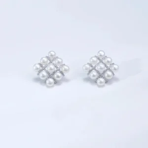 100% Pure Freshwater Pearl Cube Earrings | S925 Silver | Elegant & Minimalist Style