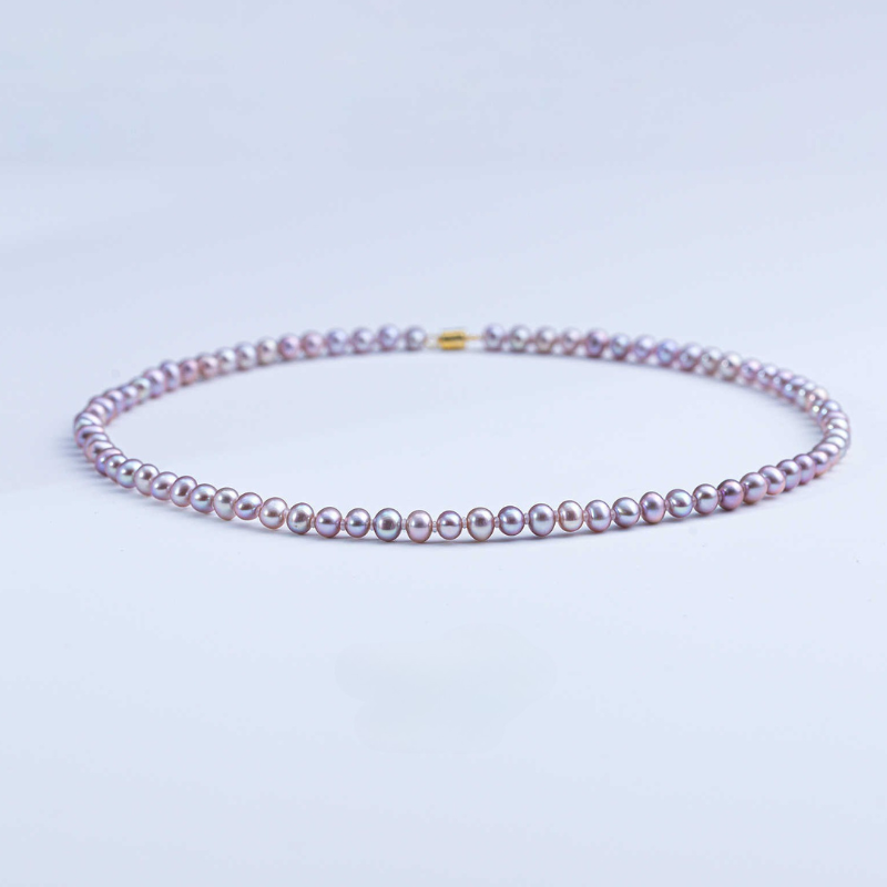 Spring Romance_ Freshwater Pearl Purple Pearl Classic Pearl Necklace 5-6mm - Image 2