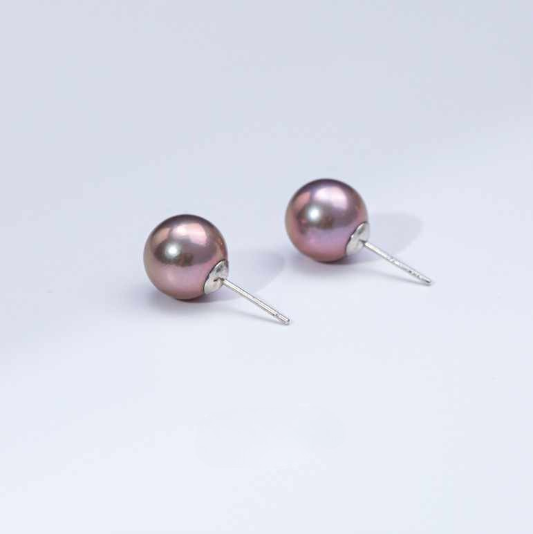 Freshwater Purple Pearl Earrings – Fashionable & Versatile S925 Silver Earrings - Image 2