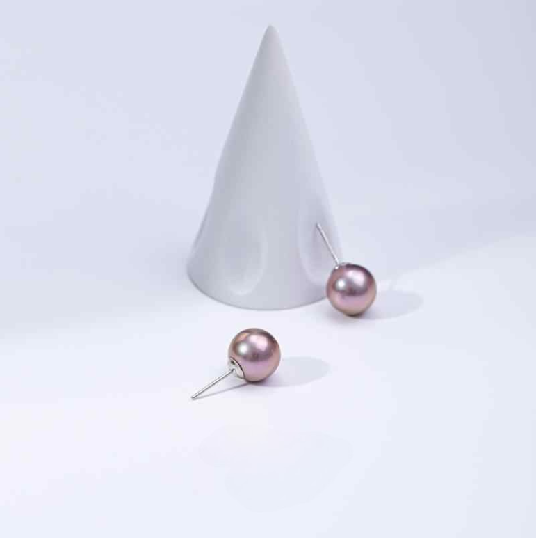 Freshwater Purple Pearl Earrings – Fashionable & Versatile S925 Silver Earrings - Image 3