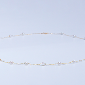 Freshwater Pearl Gypsophila Necklace – 18K Gold Clavicle Necklace for Elegant Simplicity