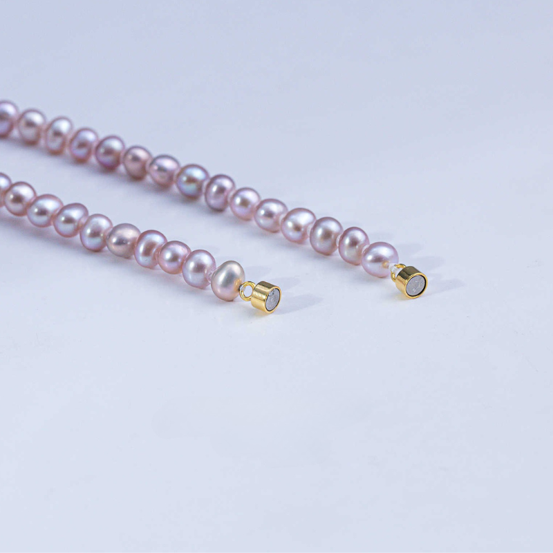 Spring Romance_ Freshwater Pearl Purple Pearl Classic Pearl Necklace 5-6mm - Image 3