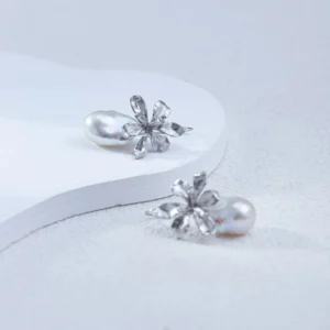 100% Pure Freshwater Pearl Narcissus Baroque Earrings | S925 Silver | Artistic Floral Elegance