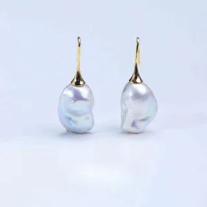 100% Pure Freshwater Baroque Pearl Ear Hooks | S925 Silver | 13–16mm Tulip Style