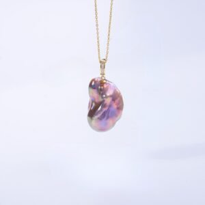 100% Pure Freshwater Baroque Pearl Pendant – S925 Silver Chain