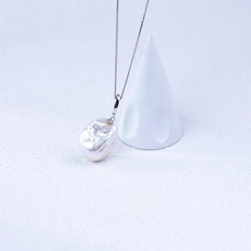 100% pure freshwater pearl baroque pendant S925 silver versatile silver chain - Image 2