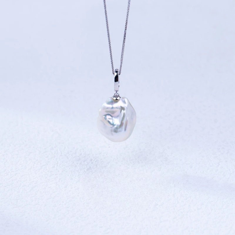 100% pure freshwater pearl baroque pendant S925 silver versatile silver chain - Image 3